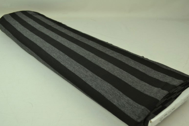 Viskosejersey - Streifen - Anthrazit Melange/Schwarz