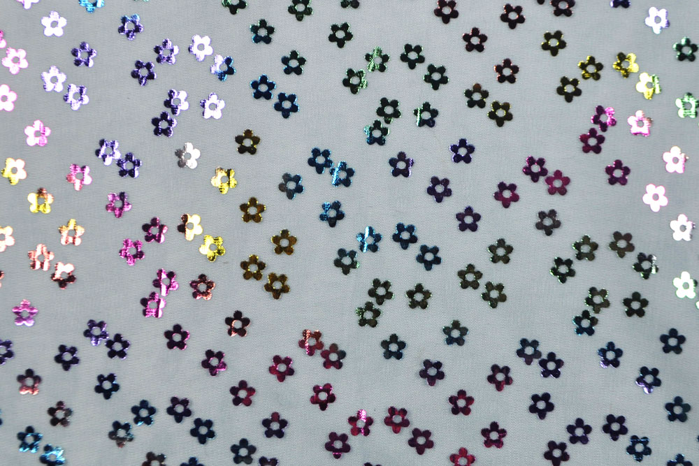 Stretch-Mesh - Glänzende Blumen