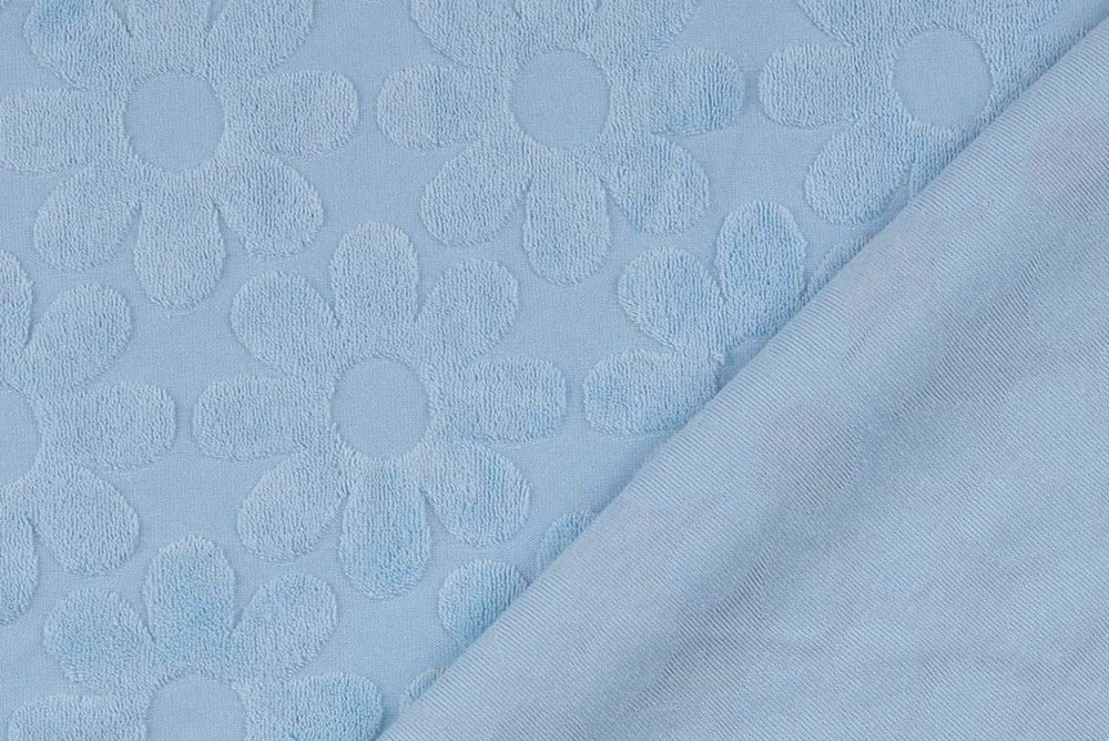 Frottee-Jacquard - Blümchen - Hellblau