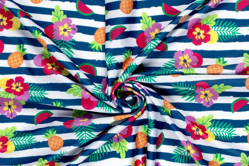 Badeanzugstoff Recycling - Tropische Streifen