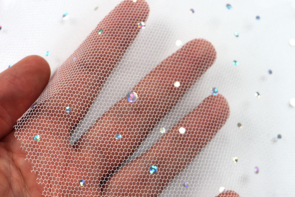 Pailletten-Tüll - Weiß