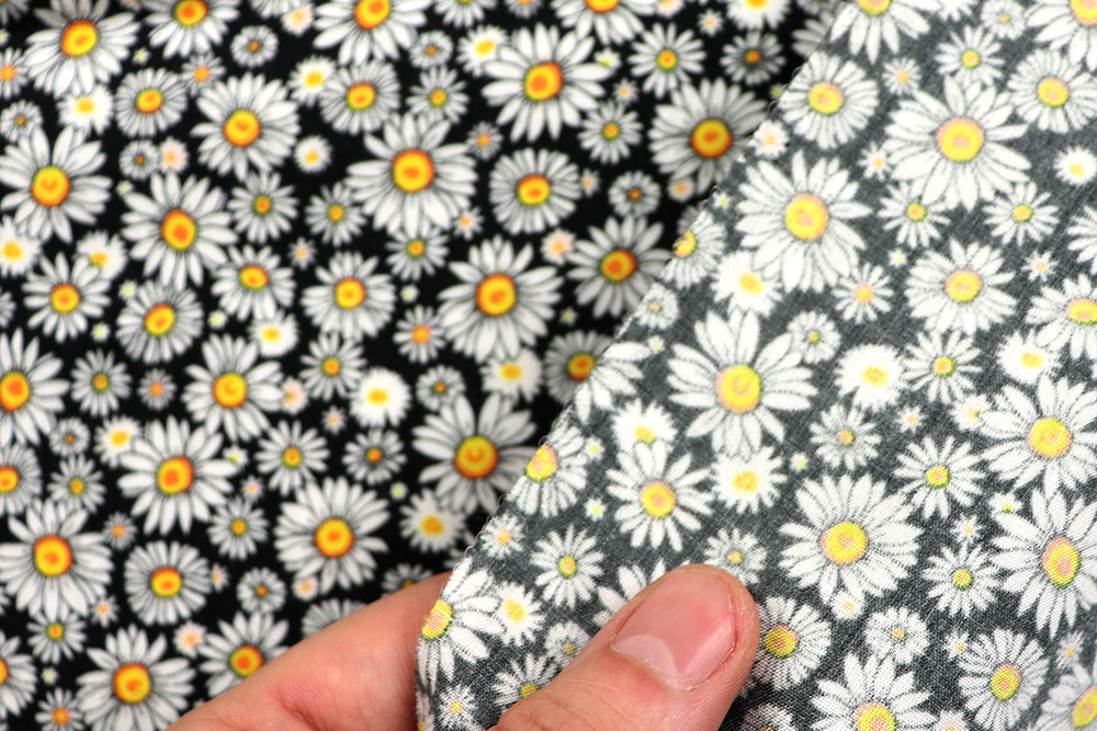 Viskosestoff - Gänseblümchen - Schwarz