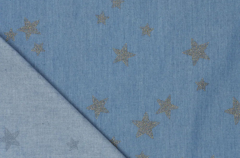 Jeansstoff - Glitzer-Sterne
