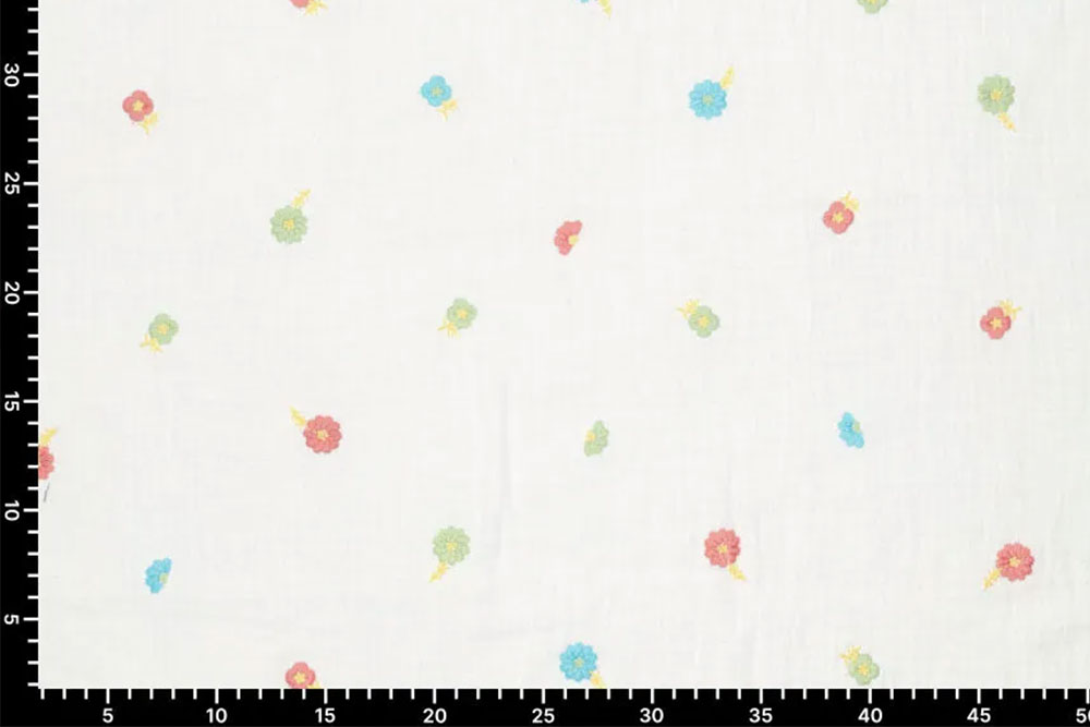 Musselin bestickt - Bunte Blümchen