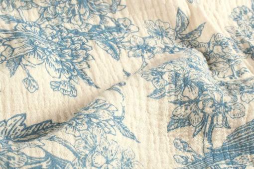 Musselin Toile de Jouy - Königsblumen