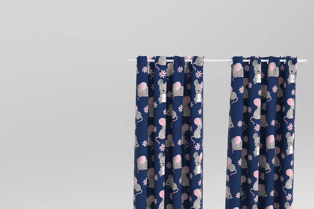 Blackout perm. schwer entflammbar - Blümchen-Maus