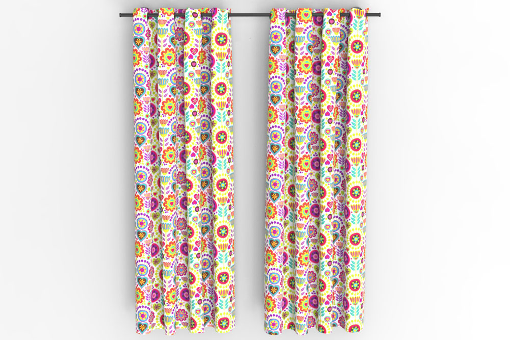 Blackout perm. schwer entflammbar - Retro-Blumenwiese