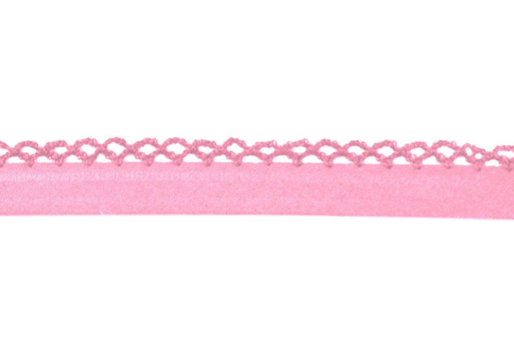 Popeline-Schrägband mit Häkelspitze - 2/4 cm breit - Uni
