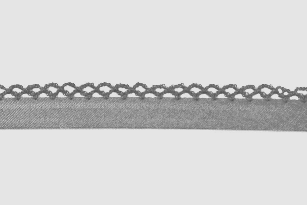 Popeline-Schrägband mit Häkelspitze - 2/4 cm breit - Uni