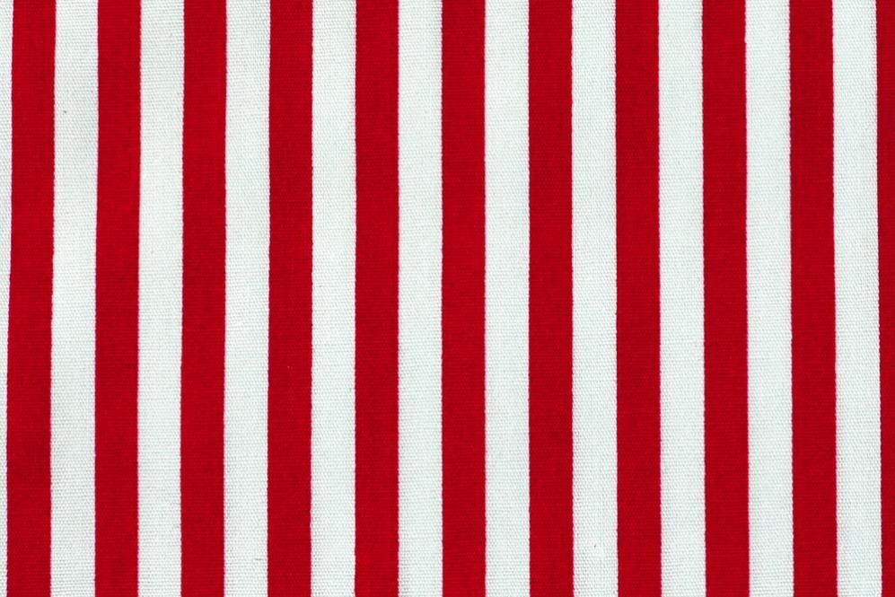 Baumwollstoff - Längsstreifen - Rot/Weiß