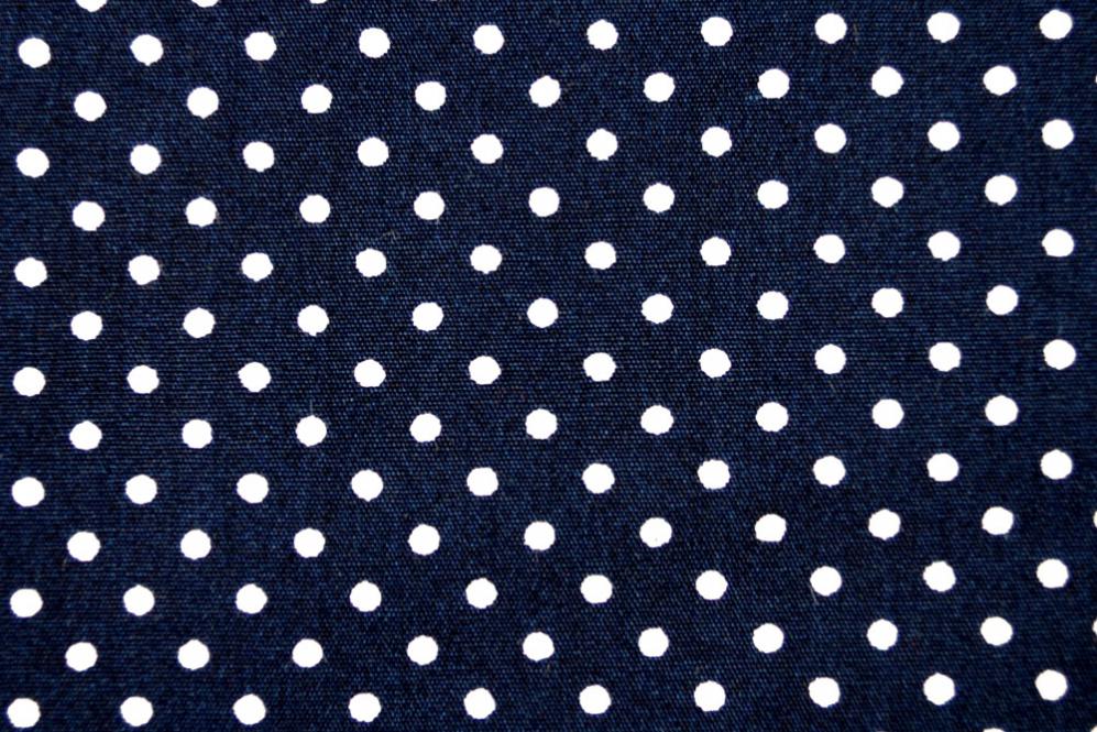 Baumwollstoff - Pünktchen - Dunkelblau/Weiß