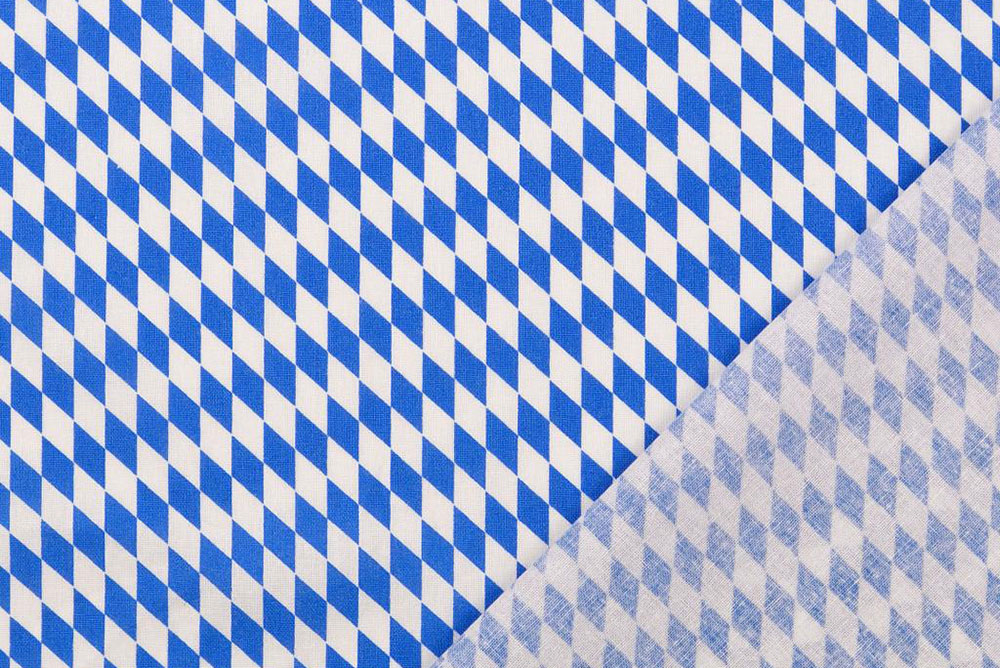 Baumwollstoff - Bayerische Raute - Weiß/Blau