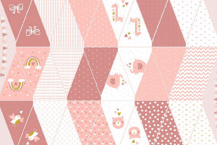 Baumwoll-Popeline Digital - Panel-Wimpelkette - Babyrosa