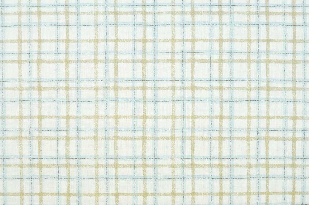 Baumwollstoff - Karo - 290 cm - Hellblau/Beige