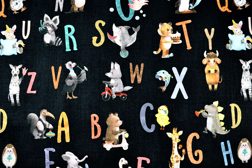 Popeline Digital - Tier ABC - Schwarz