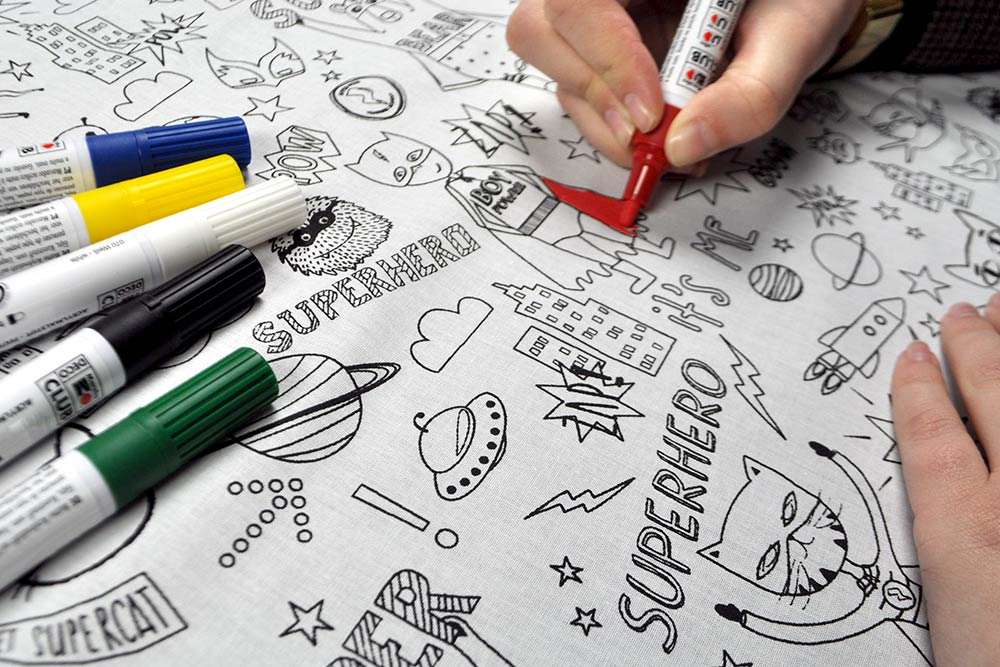 Ausmalstoff Baumwolle - Superheld