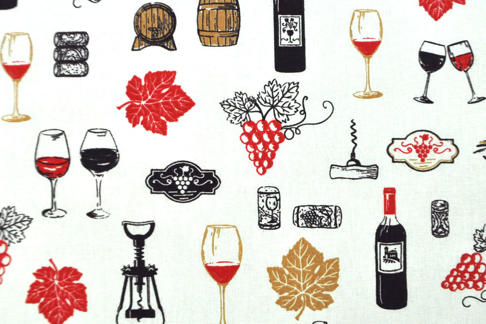 Baumwoll-Dekostoff - Wine Tasting