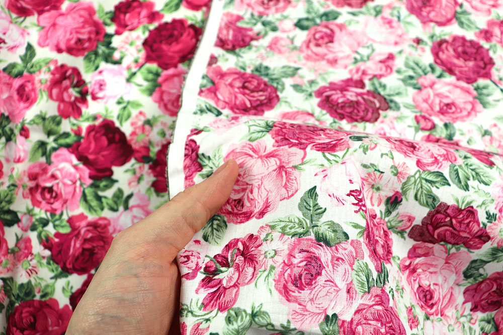 Baumwollstoff - Rosenpracht - Weiß