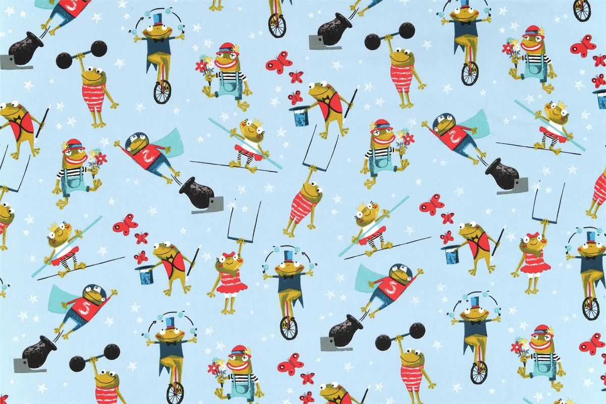 Baumwollstoff - Frosch-Zirkus