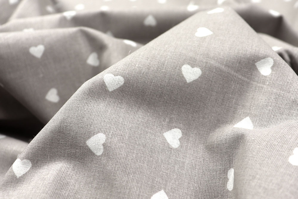 Bettwäsche-Stoff - Herzen - 295 cm - Hellgrau