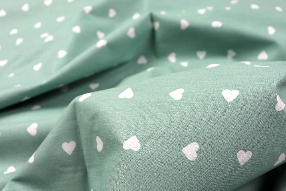 Bettwäsche-Stoff - Herzen - 295 cm - Mint