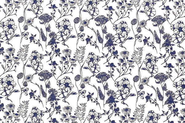 Baumwoll-Trachtenstoff - Wiesenblumen - Nachtblau