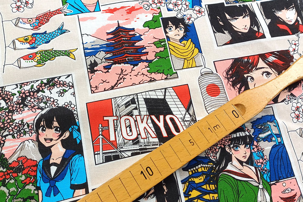 Baumwollstoff Asia - Manga