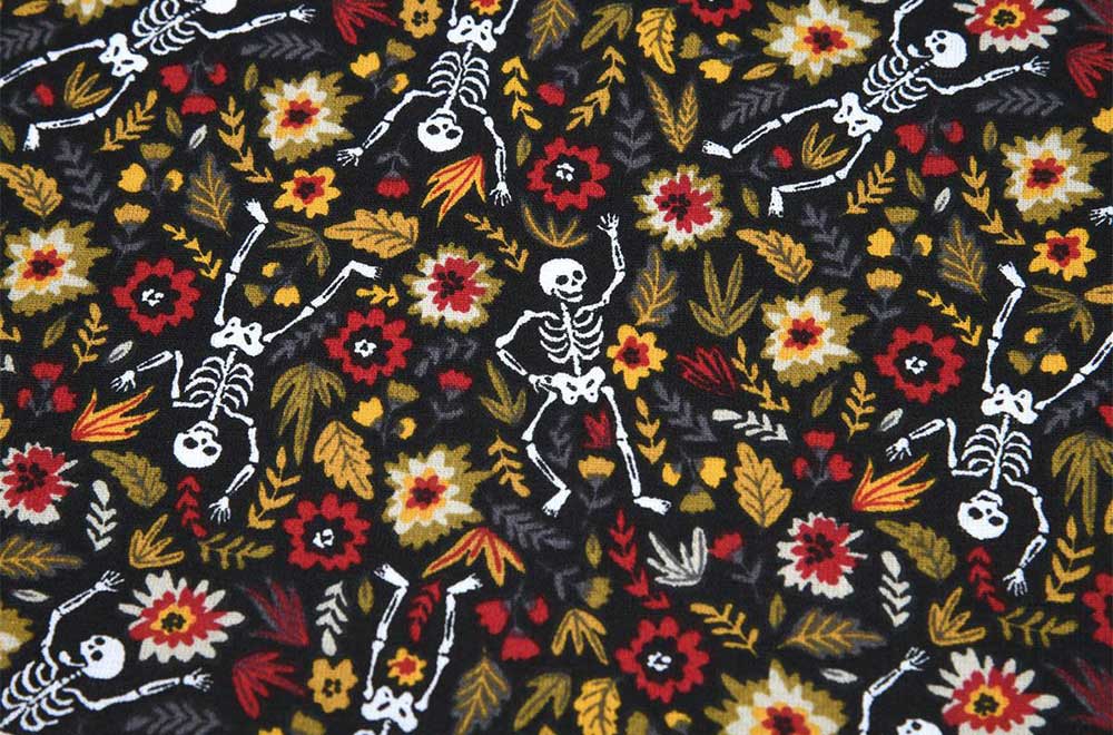 Baumwollstoff - Skelett Fest