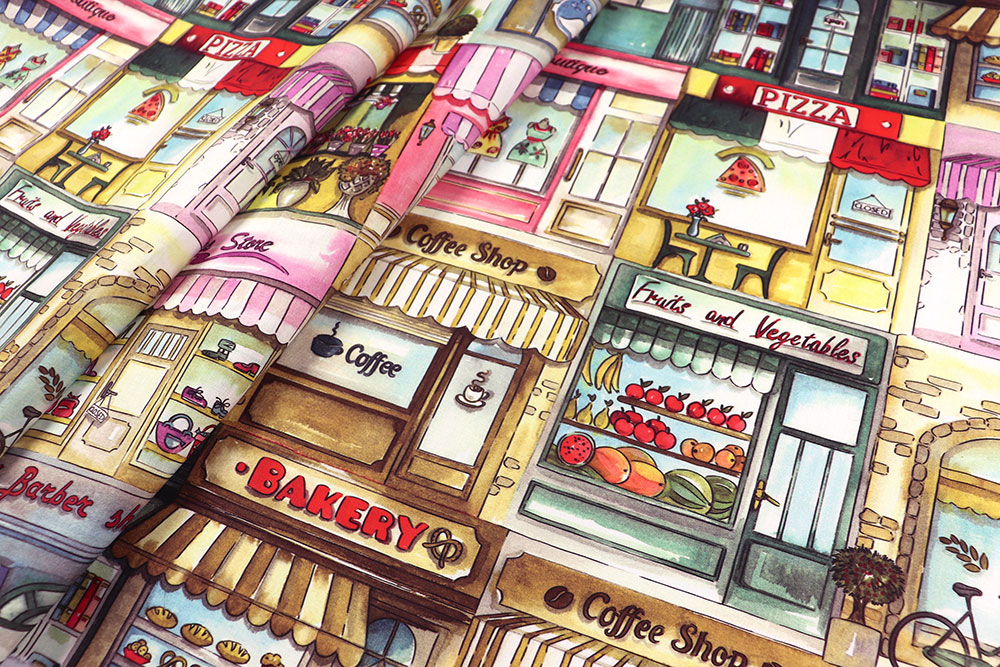 Baumwollstoff Digital - Cosy City - 280 cm