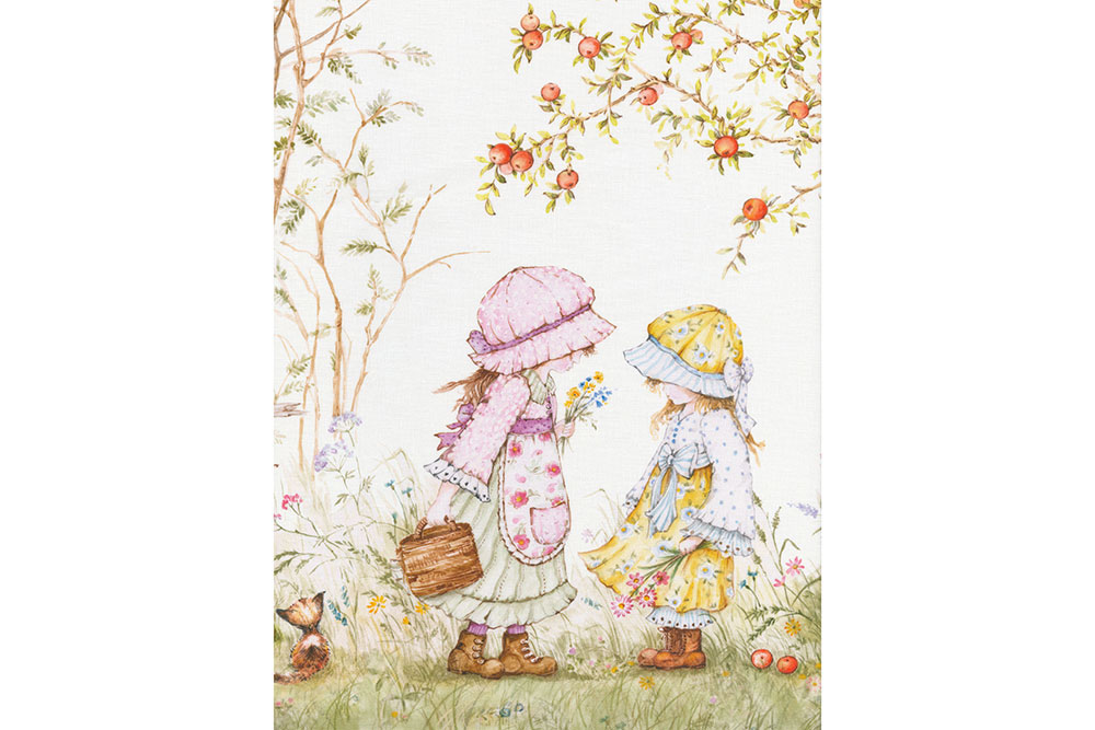 Baumwoll-Dekostoff Digital - Mädchen im Garten