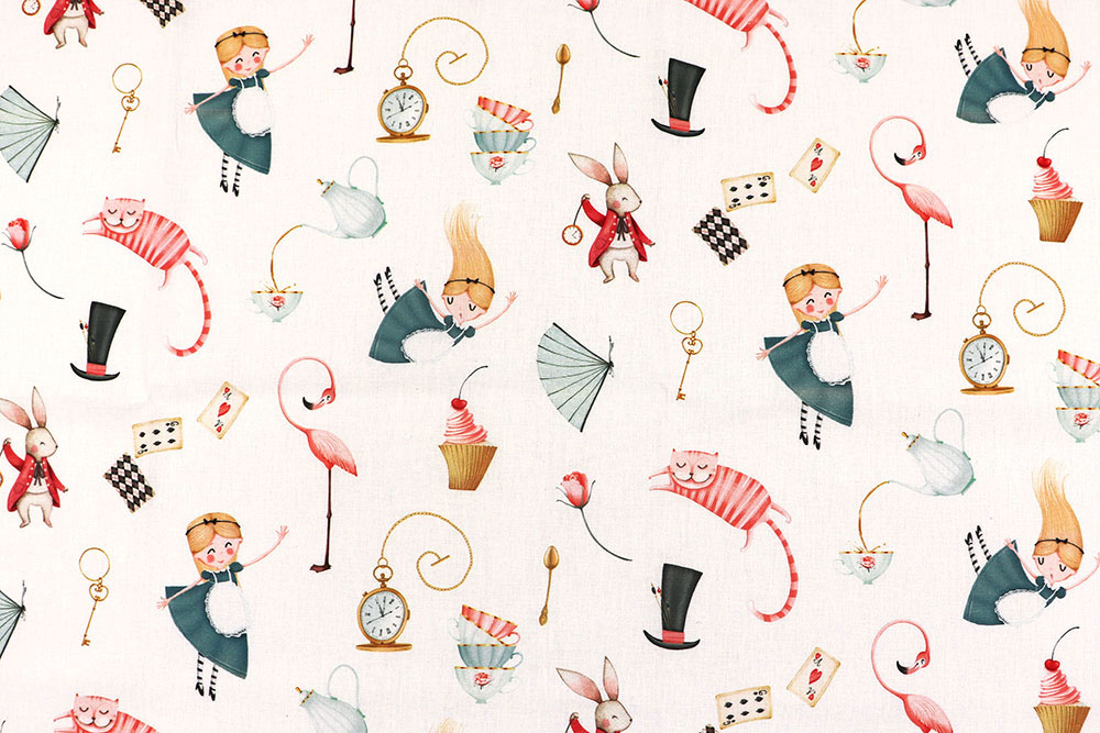 Baumwollstoff - Alicia in der Wunderwelt