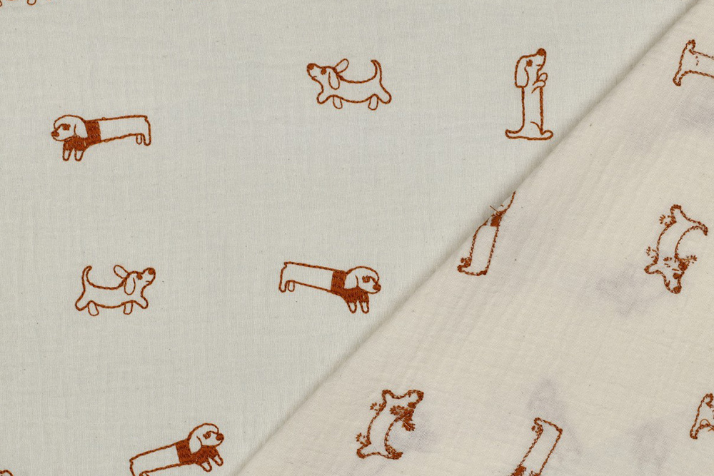 Musselin - Gestickter Dackel