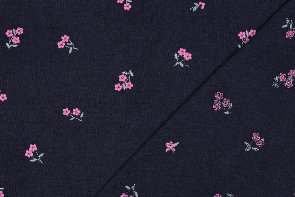 Musselin - Blütenstick - Nachtblau