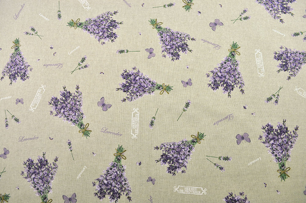 Dekostoff Leinenoptik - Lavendel-Garten