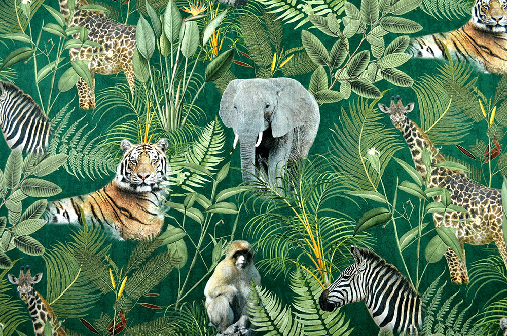 Dekostoff Digitaldruck - Dschungel-Tiere