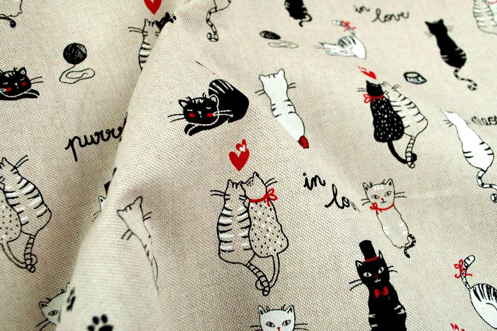 Meow - Dekostoff - Leinenoptik