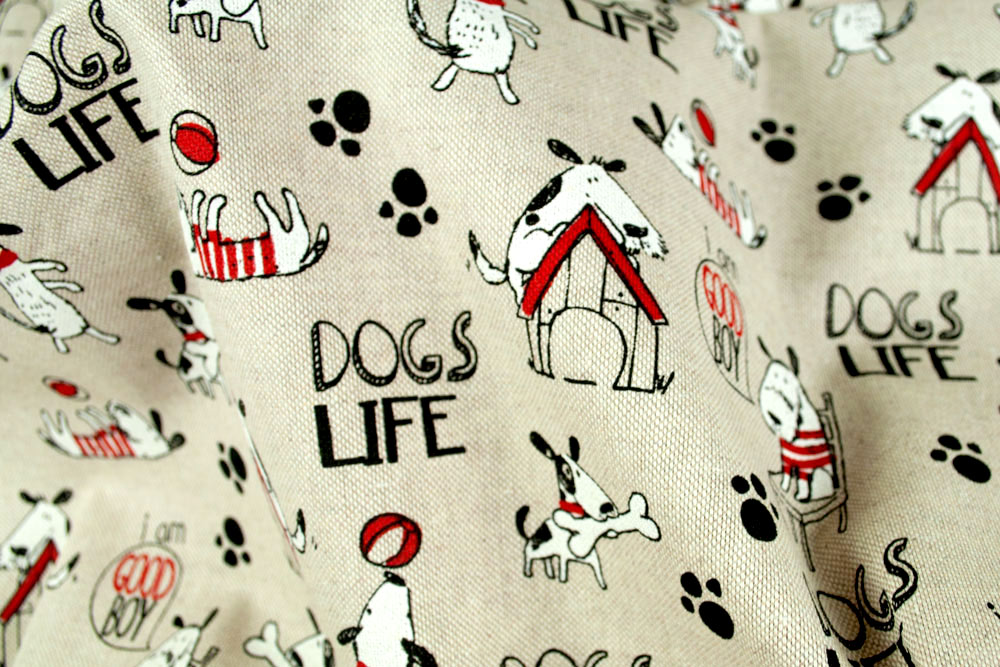Dogs Life - Dekostoff - Leinenoptik