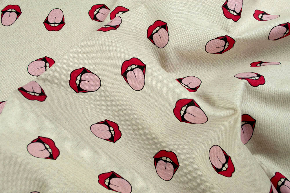 Freche Schnute - Dekostoff - Leinenoptik