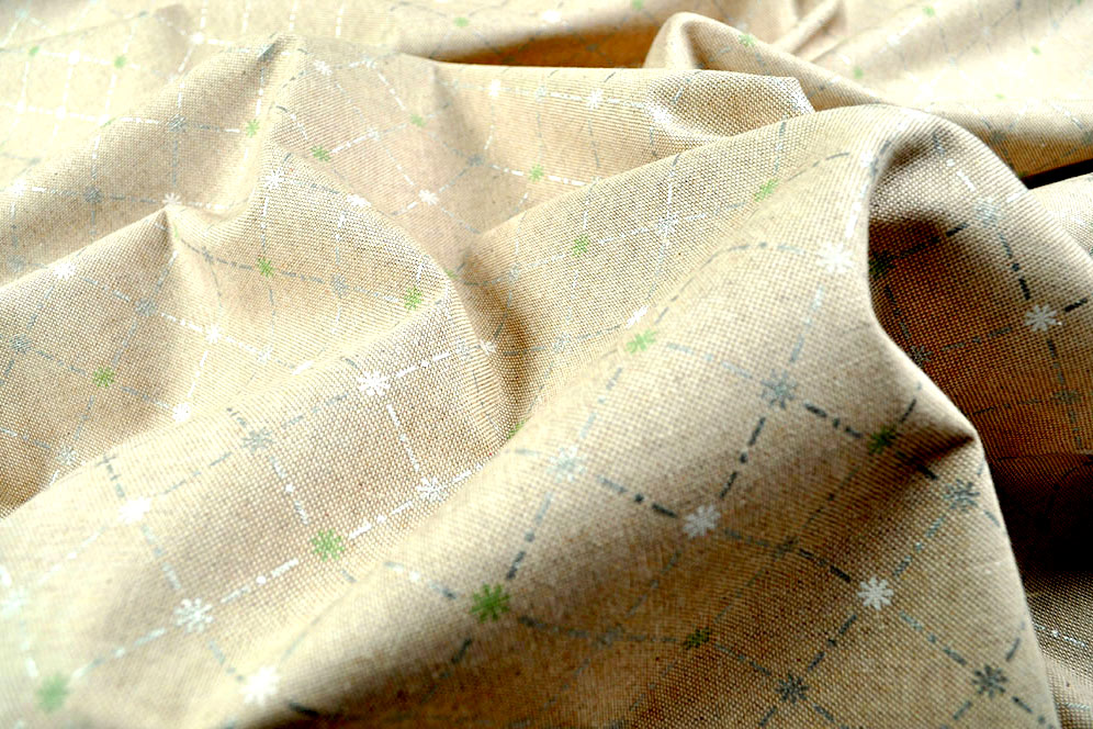 Dekostoff Leinenoptik - Glitzer-Rauten