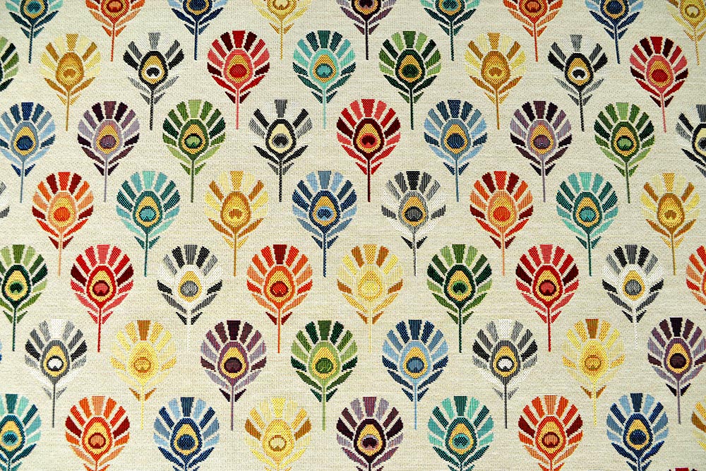 Gobelin-Stoff - Federn - Beige