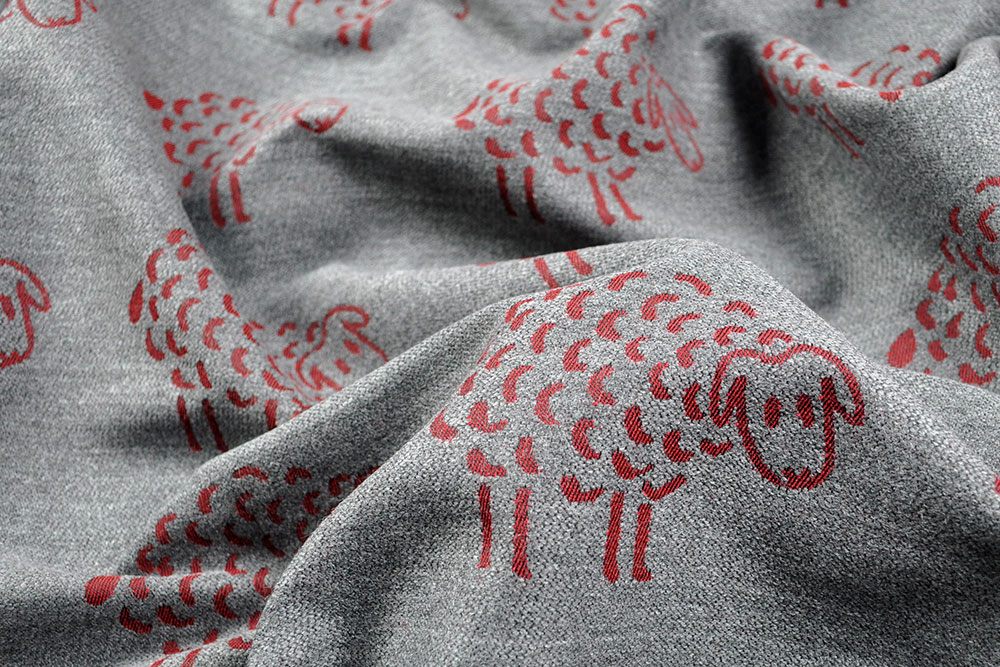 Wende-Jacquard - Kuschelschafe - Grau/Bordeaux