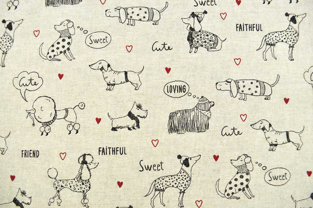 Dekostoff Leinenoptik - Hundefreunde