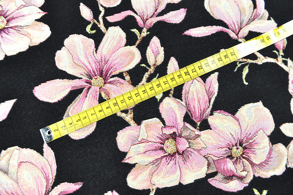 Gobelin-Stoff - Magnolien - Schwarz