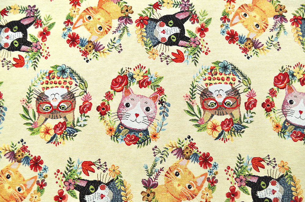 Gobelin-Stoff - Katzengarten
