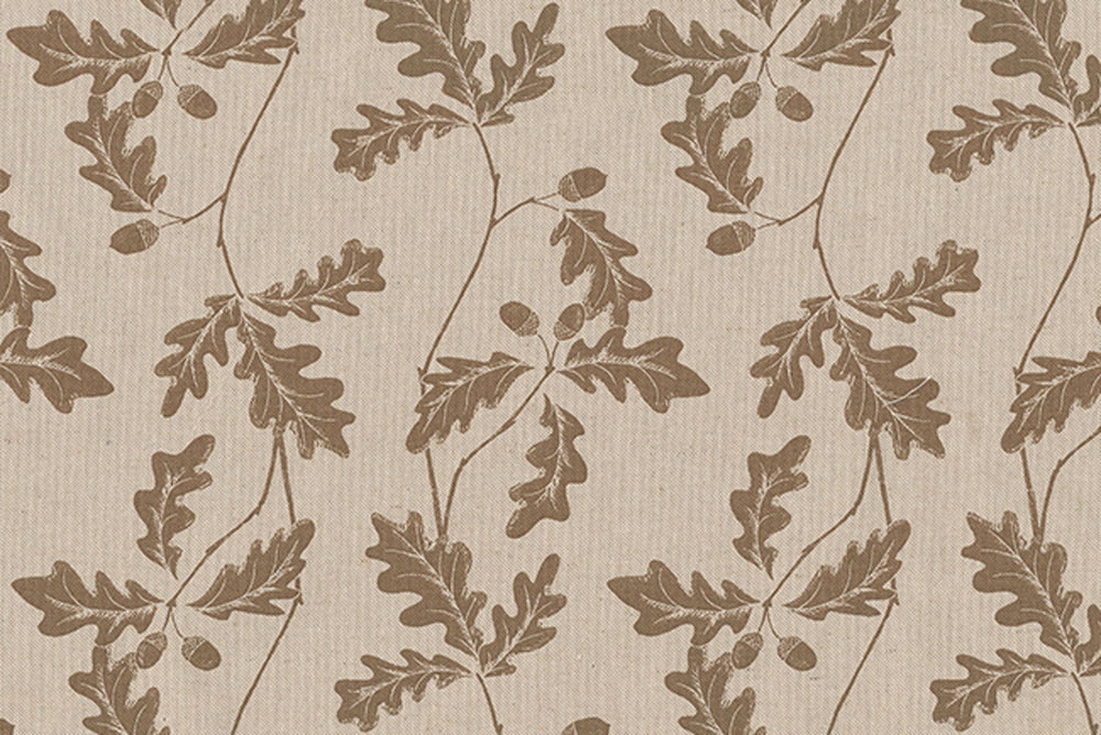 Dekostoff Leinenoptik - Eichenbaumblätter