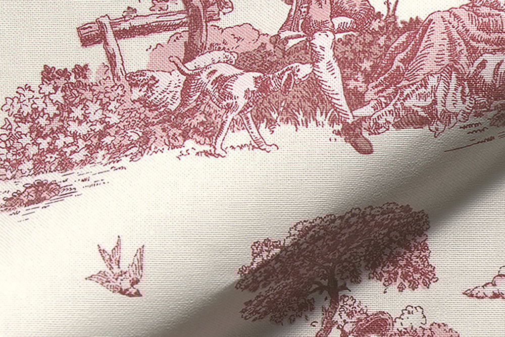 Dekostoff Toile de Jouy - Schafhirte - Rot