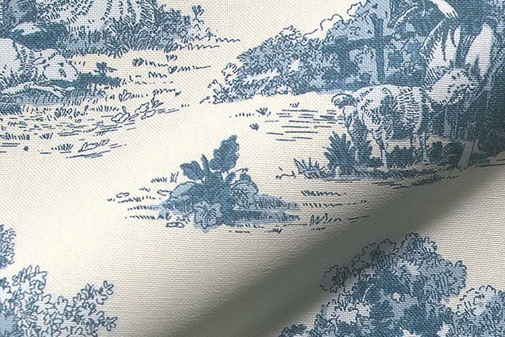 Dekostoff Toile de Jouy - Schafhirte - Blau