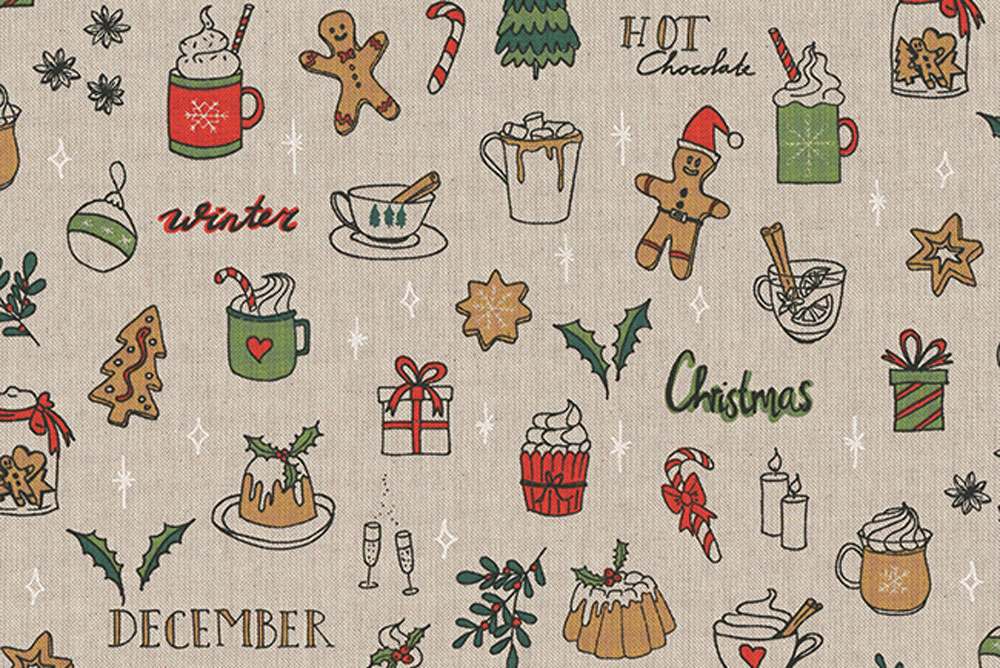 Dekostoff Leinenoptik - Frohe Weihnachten