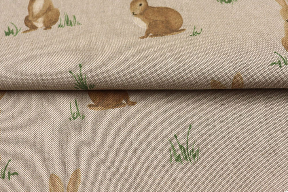 Dekostoff Leinenoptik - Häschen