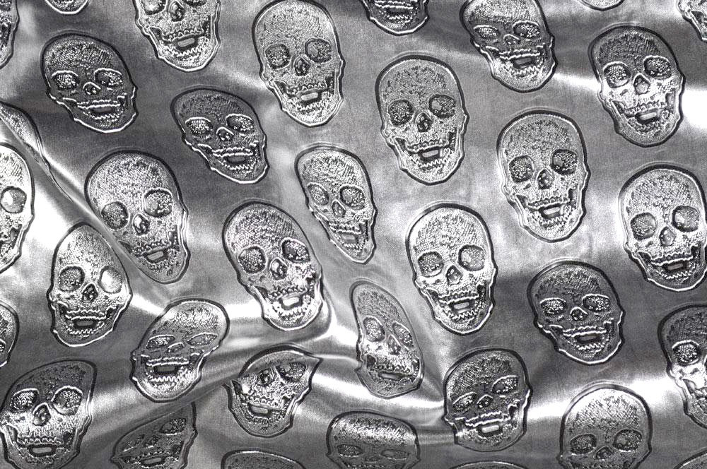 Kunstleder Prägestoff Totenköpfe